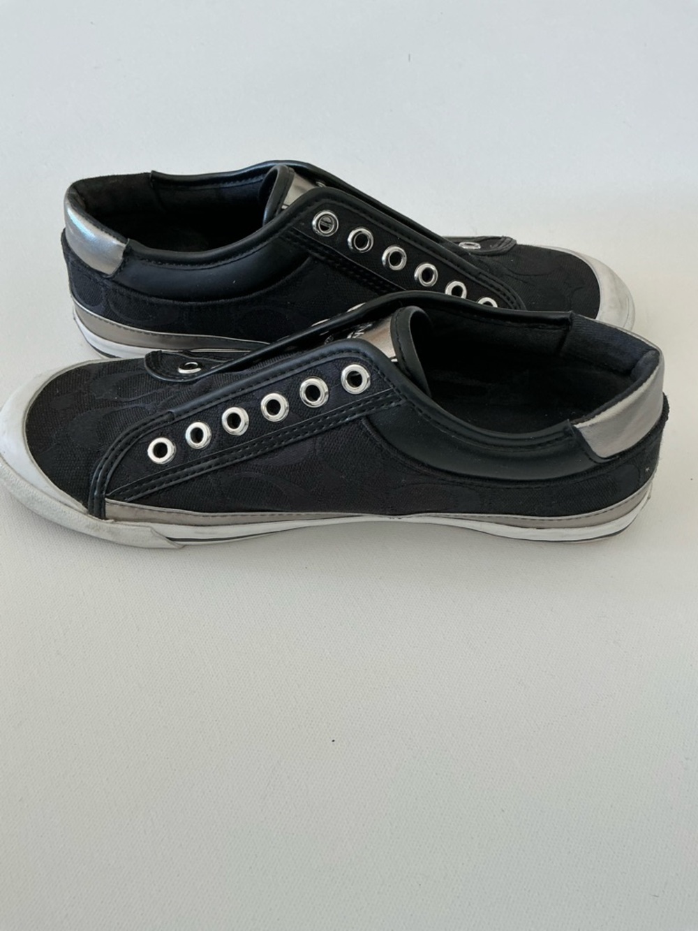 Coach Felix Slip-On Sneakers Black Pewter Signature Logo Women’s 7.5B - Picture 5 of 11